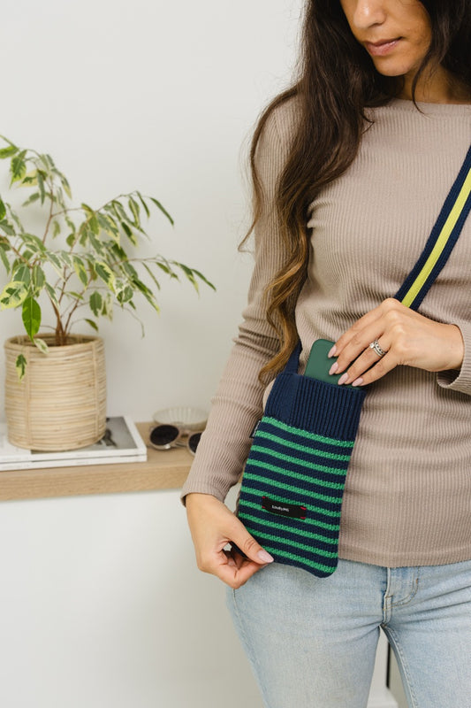 Fun Stripes Knitted Pcase-Seaweed