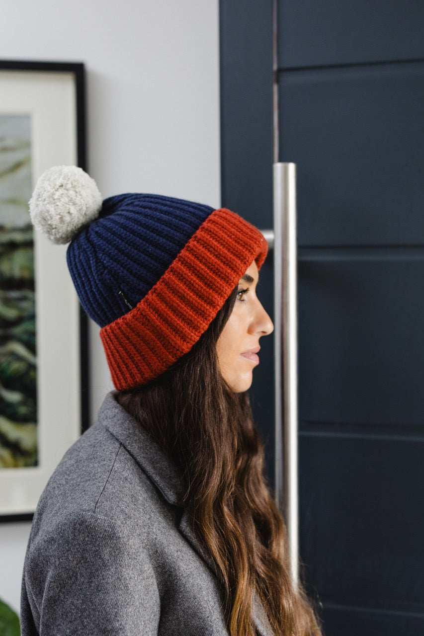 Joyful Pompom Beanie-Dk Royal