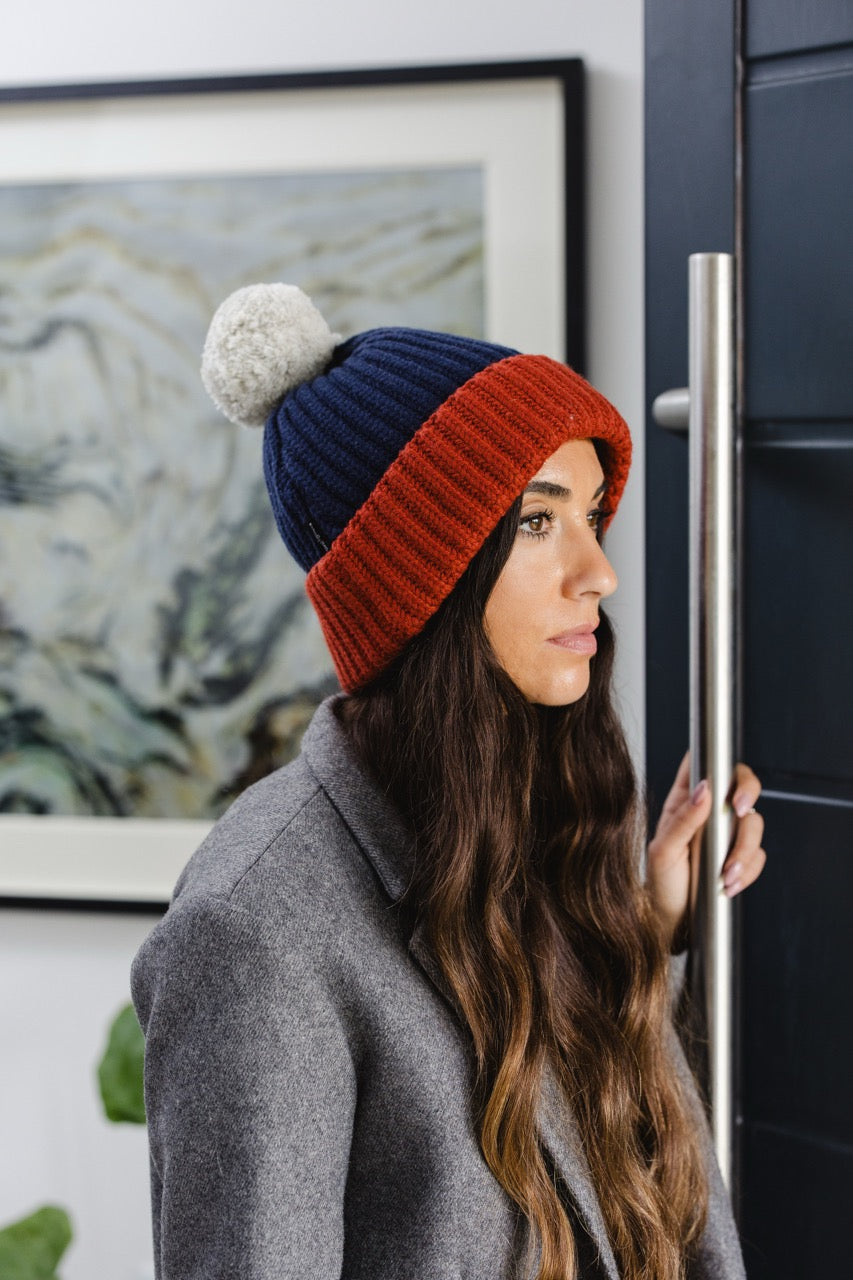 Joyful Pompom Beanie-Dk Royal