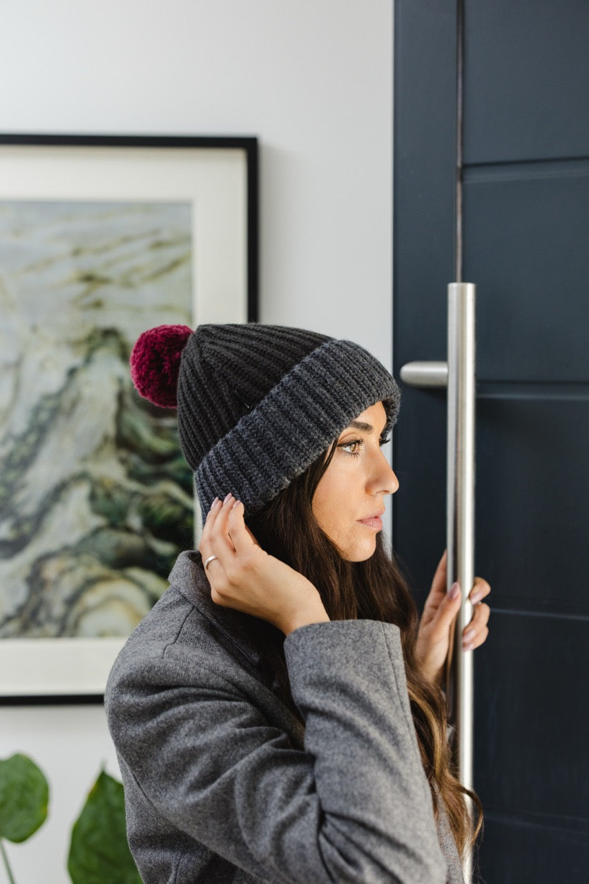 Joyful Pompom Beanie-Fennel