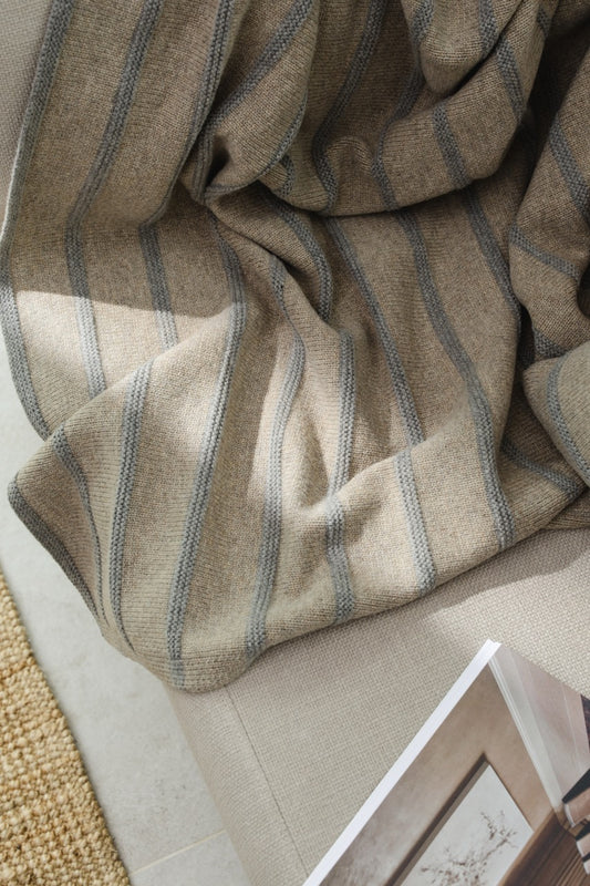 Hills & Valleys Knitted Throw-Oat